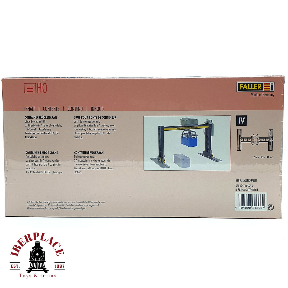 💡 Faller 131306 Grúa pórtico para contenedores  Kit de montaje H0 escala 1:87 E18