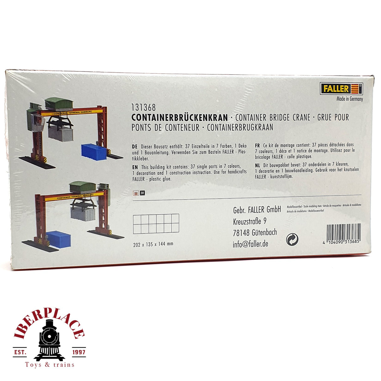 💡 Faller 131368 Grúa pórtico para contenedores Kit de montaje H0 escala 1:87 E18