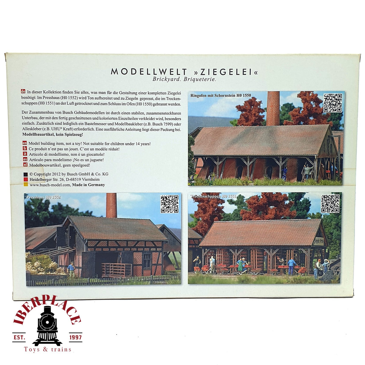 💡 Busch 1551 Cobertizo de secado de la fábrica de ladrillos Kit de montaje H0 escala 1:87 E18