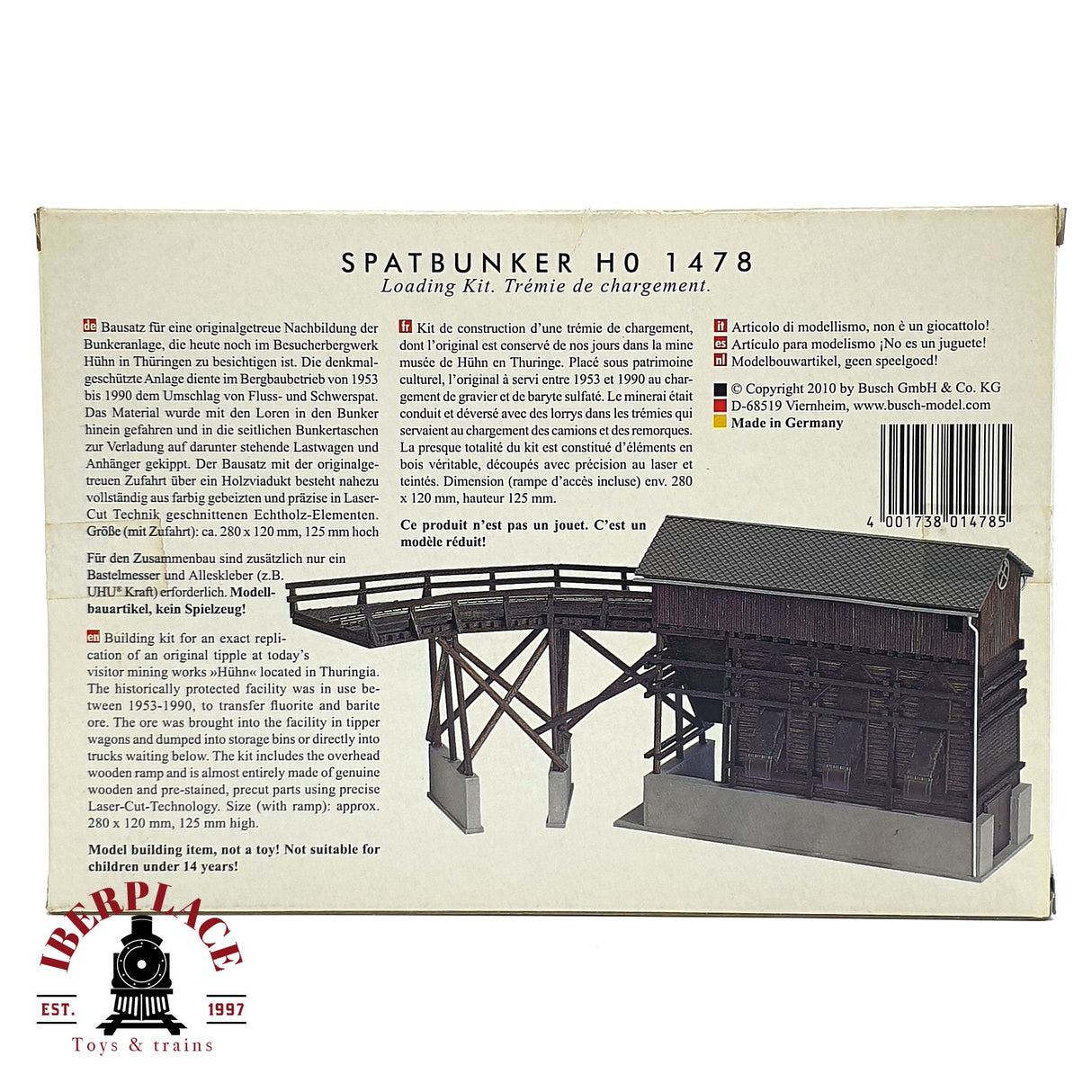 💡 Busch 1478 Tolva de carga de carbón en madera kit de montaje H0 escala 1:87 E18