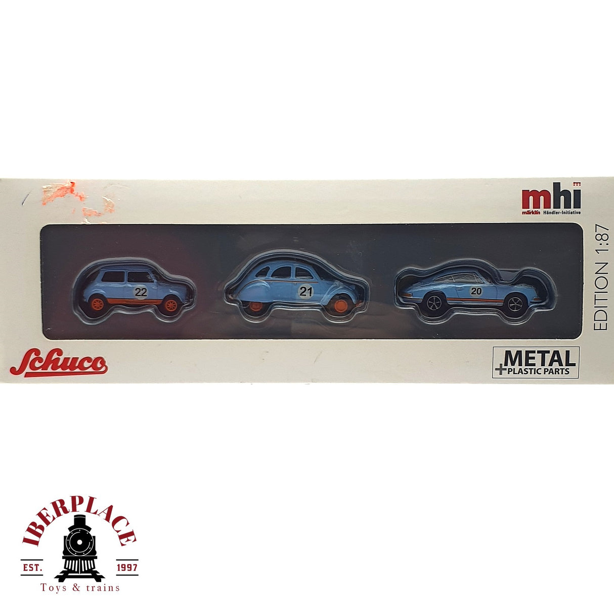 💡 Schuco Märklin 45 267 1600 Set Vintage Racing en metal H0 escala 1:87 E18