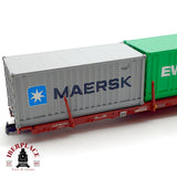 ♻️ Electrotren 5181K Vagon plataforma 3 contenedores Maersk RENFE H0 1:87 DC