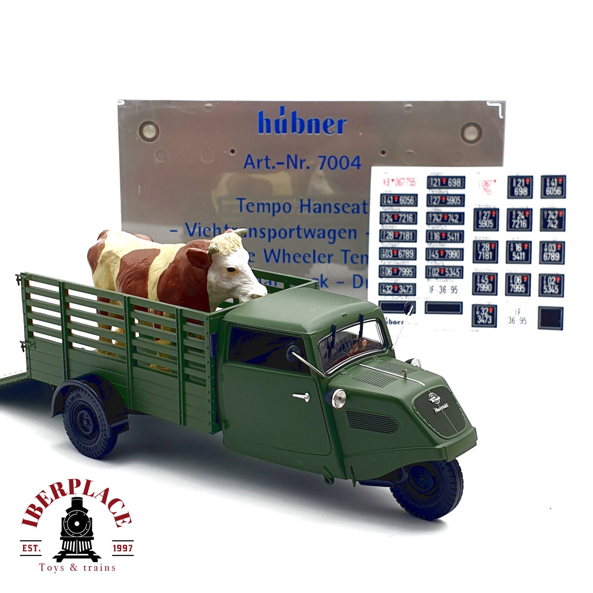♻️ Hübner 7004 Coche Tempo Hanseat transporte de animales escala 1:32 E20