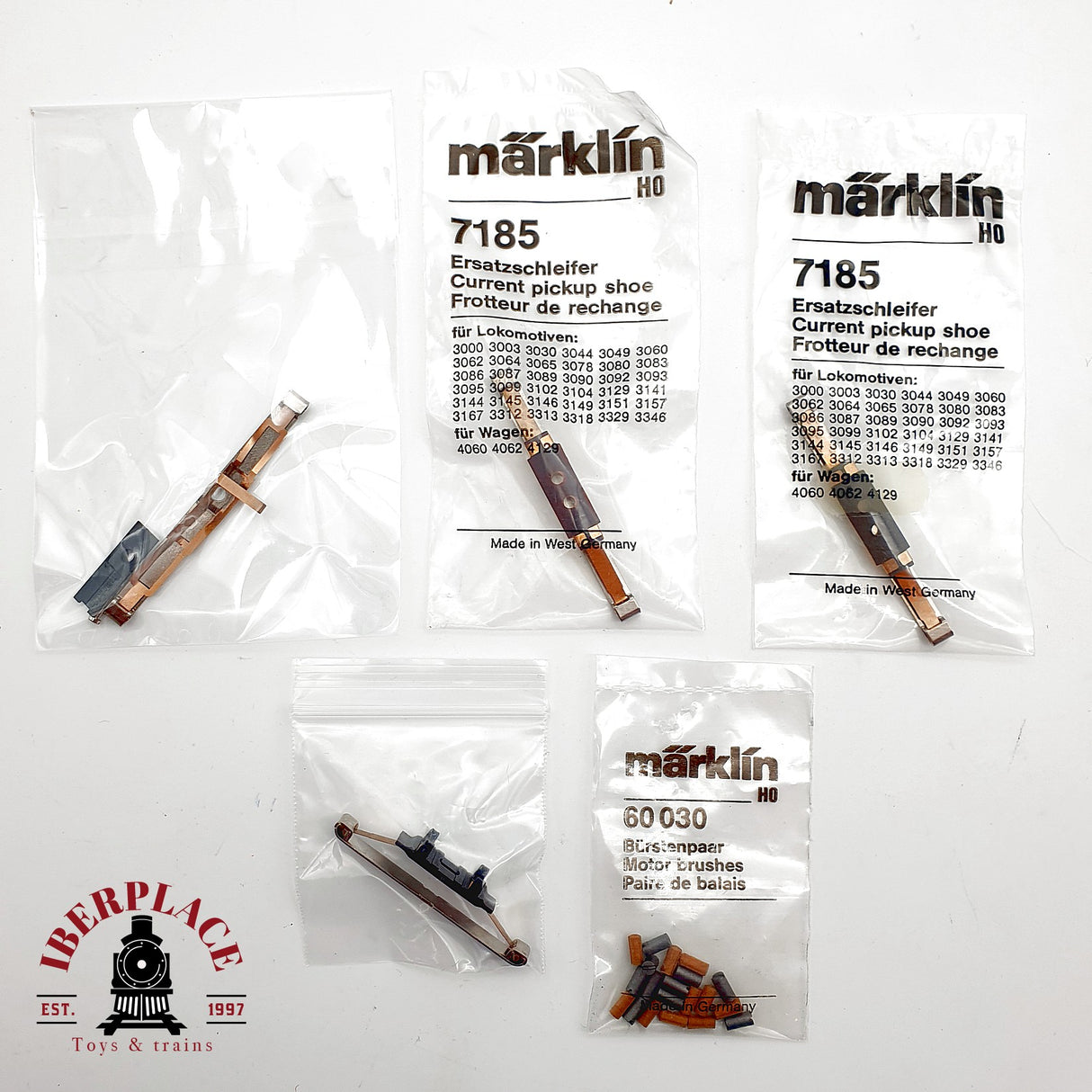♻️ Märklin Lote Recambios 2x 7185 Patines + Frotadores + Escobillas 60030 AC H0 Escala 1:87