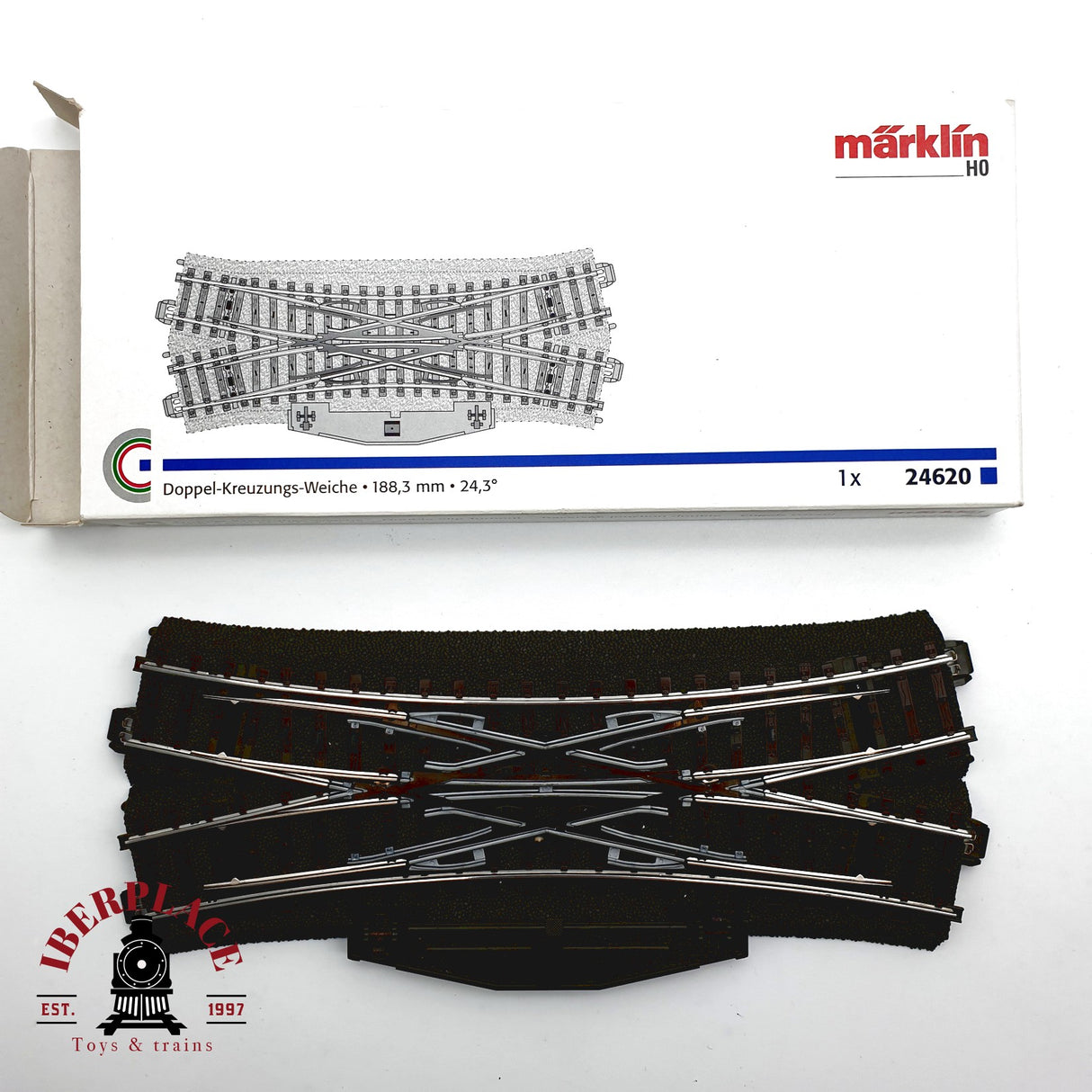 ♻️ Märklin 24620 Cruce doble 188.3mm 24.3º sistema C H0 escala 1:87 E20
