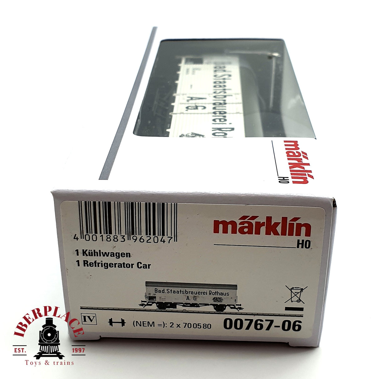 ♻️🔒 Märklin 00767 vagon de mercancias frigorífico Luces de cola rojas DB H0 escala 1:87