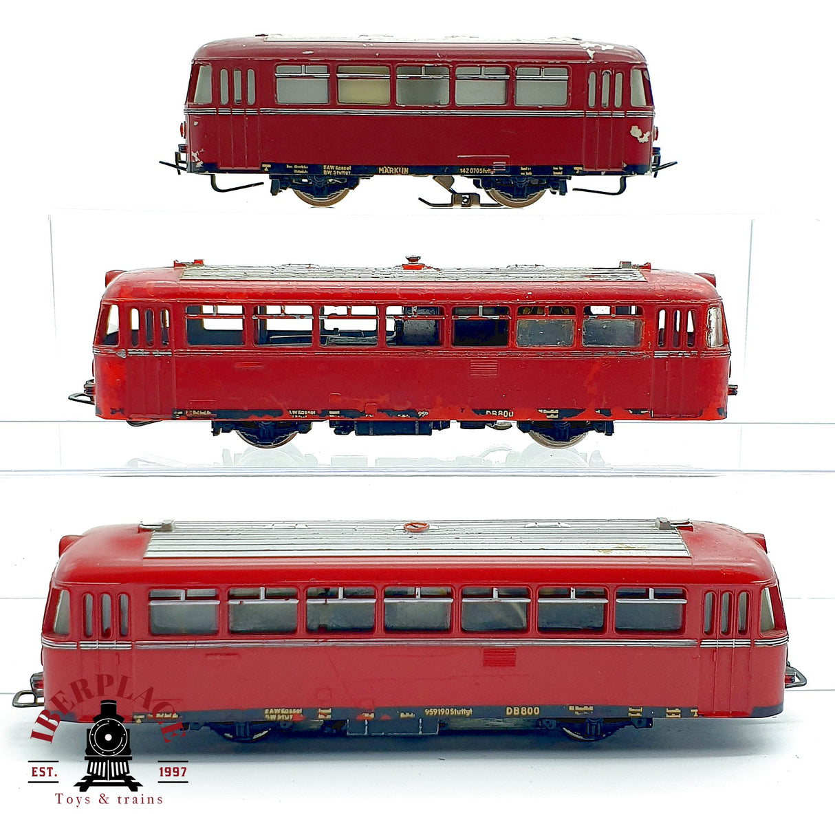♻️ 3x Märklin Automotores Schienenbus DB 800 3016 Para Piezas Reparar AC H0 Escala 1:87