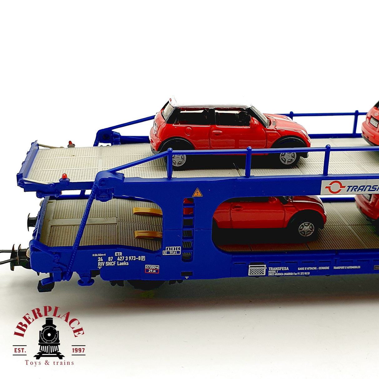 ♻️ Electrotren 6020 Vagon porte-autos TRANSFESA Hispanauto 8 Mini Cooper H0 1:87 DC