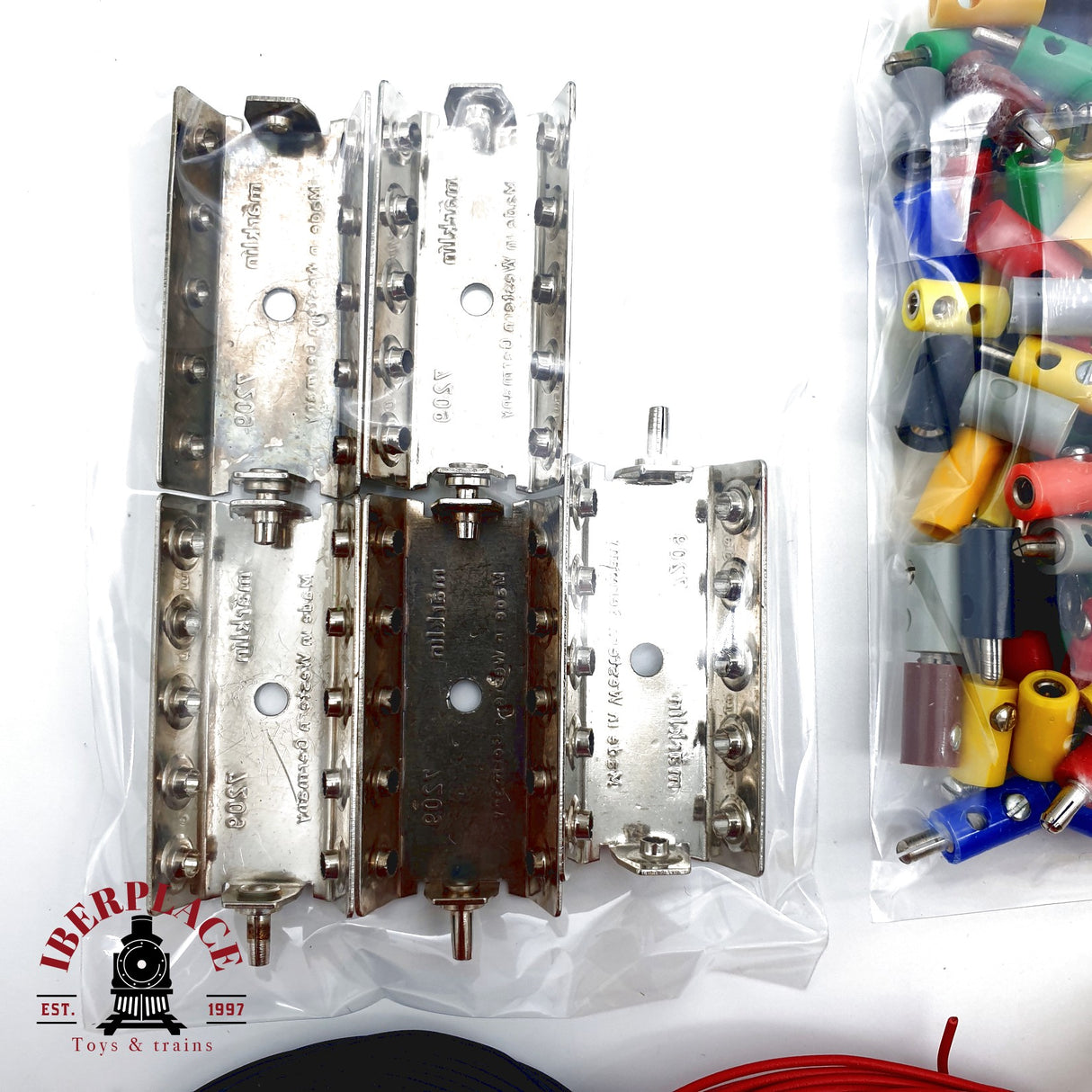 ♻️  Märklin Lote electrónico de cables placas de distribución y clavijas hembra macho H0 escala 1:87 E20