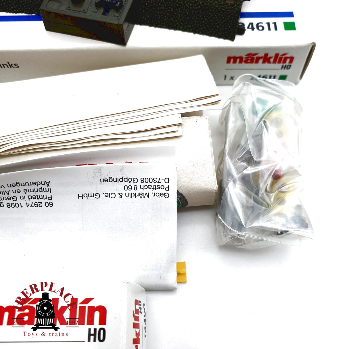 ♻️ Märklin 2x 24611 74490 Desvío a la izquierda y motor para desvío H0 escala 1:87 E20 3/4