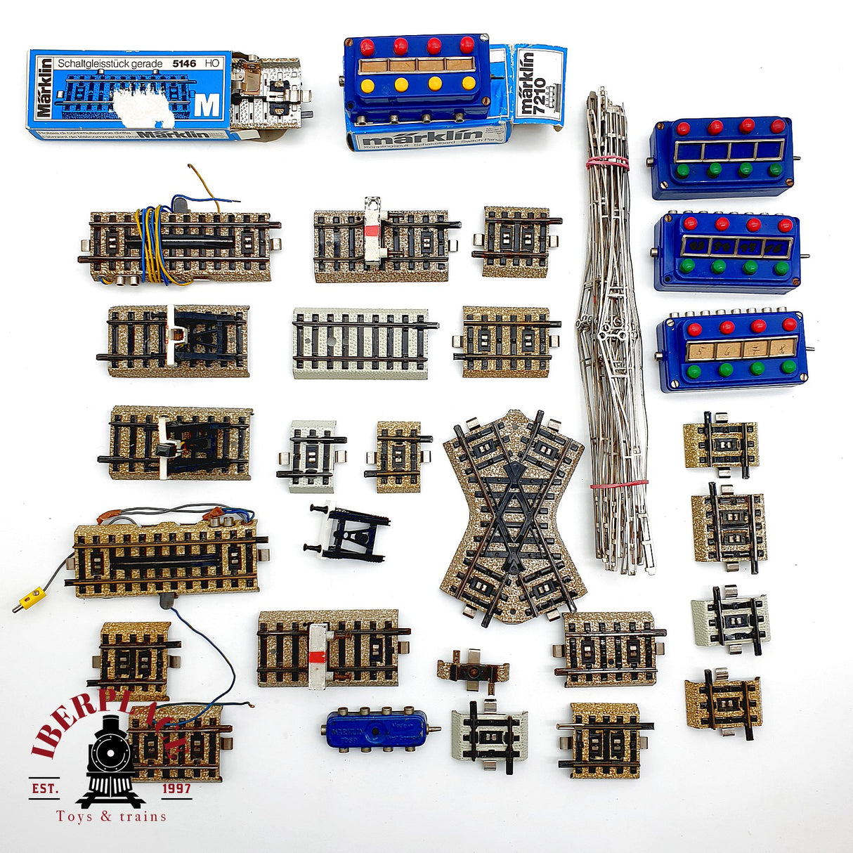 ♻️🚂 Märklin 20x vias 19x catenarias, pupitres de mando 7210 7072 5146 Escala H0 1:87
