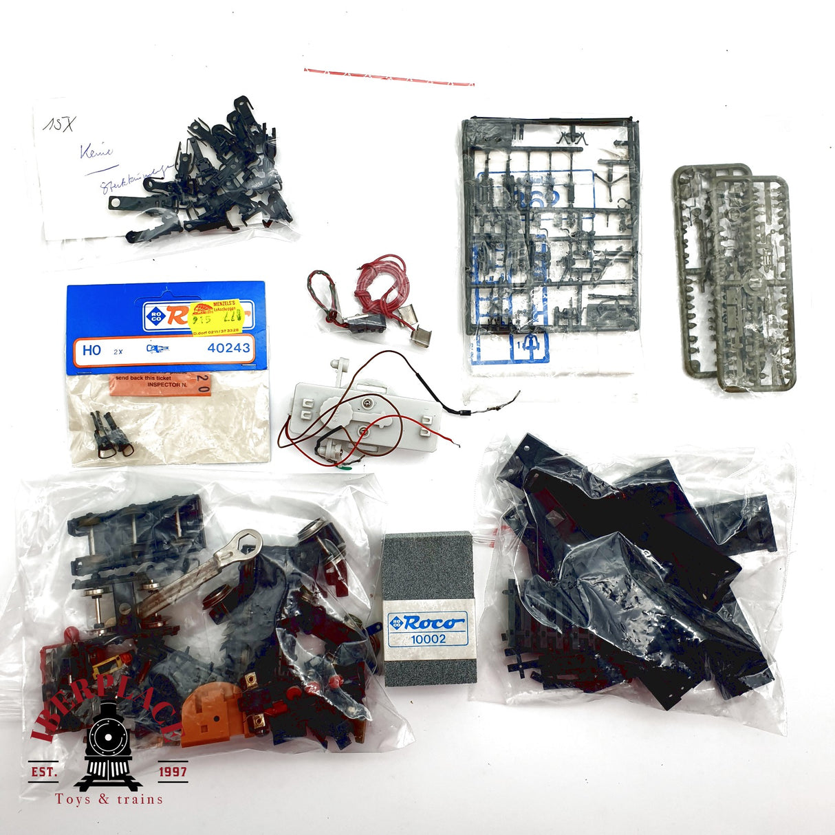 ♻️  Roco Lote de accesorios y piezas de repuesto para vagones bogies, enganches, etc H0 escala 1:87 E20