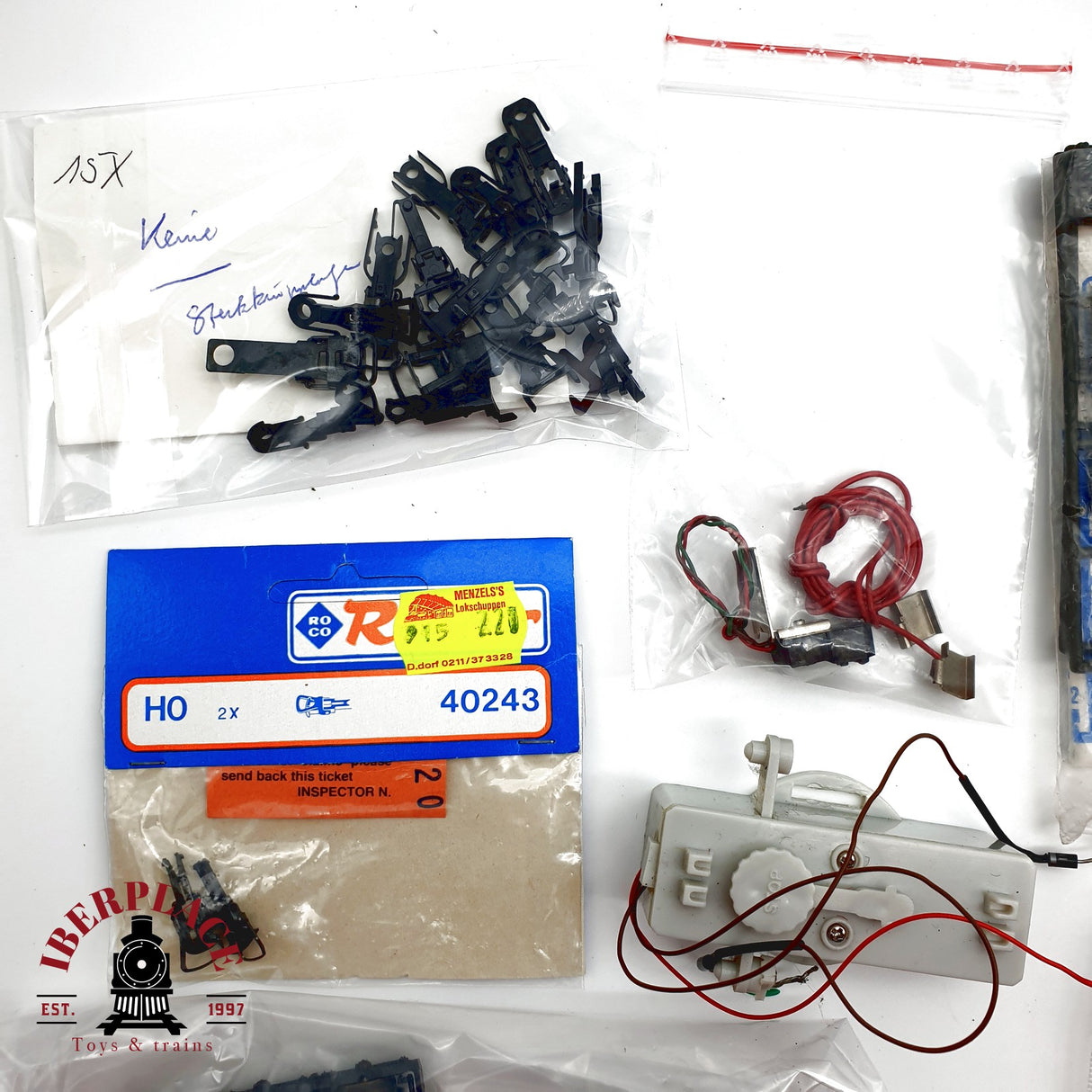 ♻️  Roco Lote de accesorios y piezas de repuesto para vagones bogies, enganches, etc H0 escala 1:87 E20