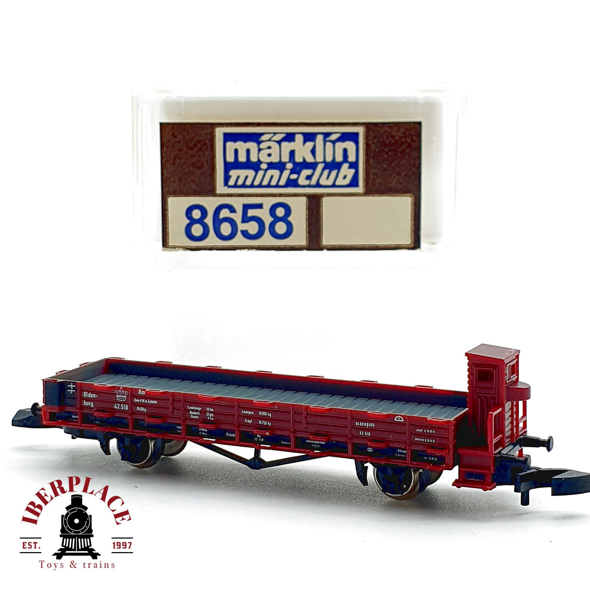 ✨♻️ Märklin 8658 Vagon Plataforma Bordes Rungwagen GOE Época I Mini Club Escala Z 1:220