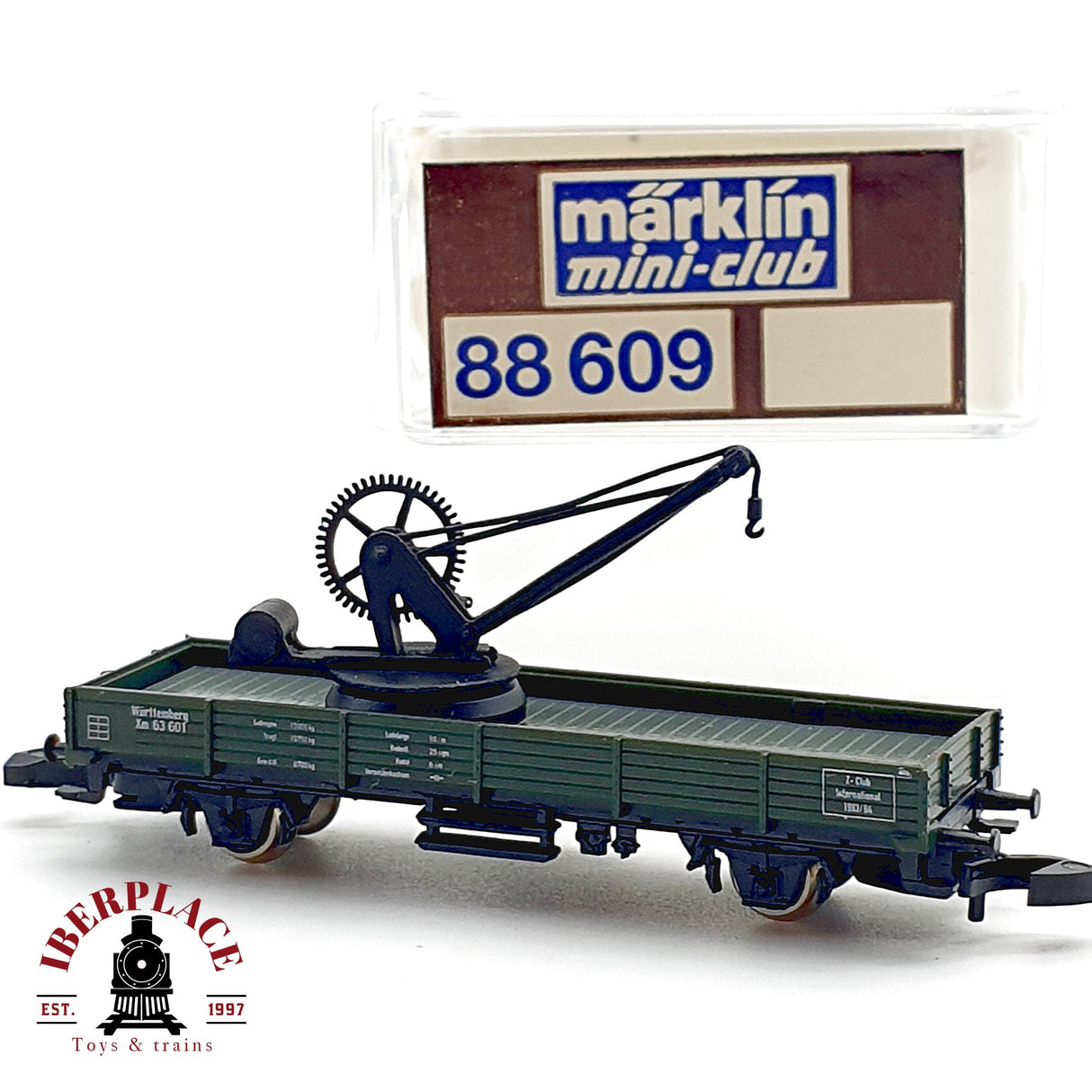 ♻️✨ Märklin 88 609 Vagón Grúa Crane Niederbordwagen KWSTE Ep I Mini Club Escala Z 1:220