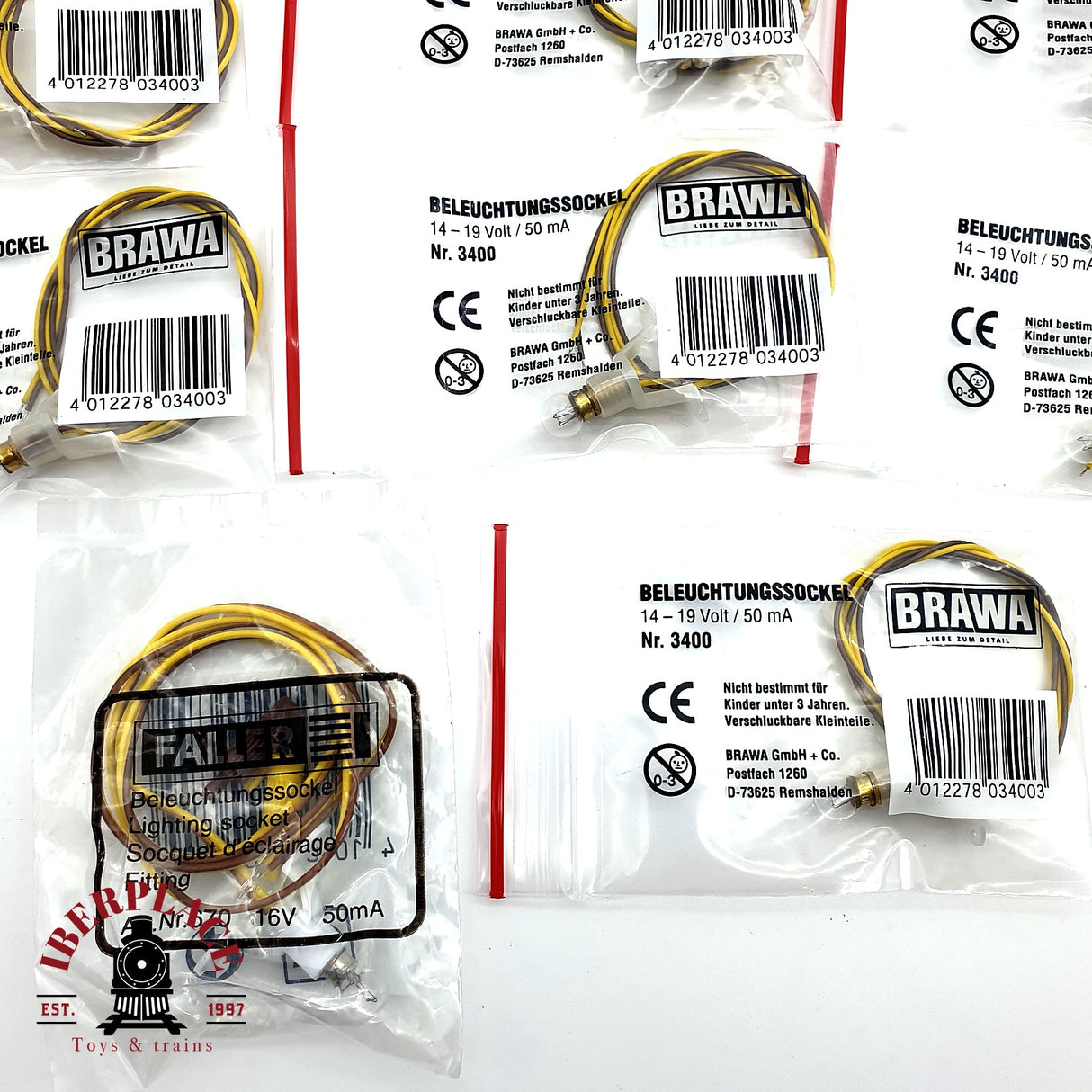 ♻️  11x BRAWA 3400 Bombillas 14-19 Volt 50 mA H0 escala 1:87 E19