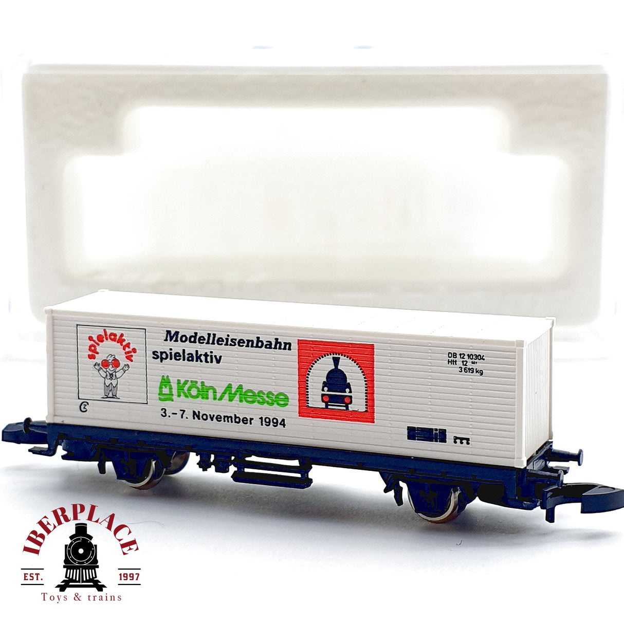 ✨♻️ Märklin  Vagon Portacontenedores Kölner Messe 1994 DB Mini Club Escala Z 1:220