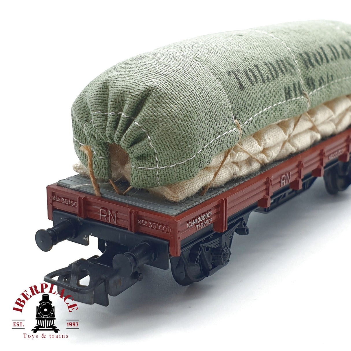 ♻️ Electrotren 1000 vagón plataforma Toldos Roldan Bilbao RENFE H0 escala 1:87 A27 1/2