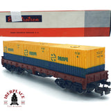♻️ Electrotren 5127 vagón Plataforma contenedores RENFE H0 escala 1:87 A27
