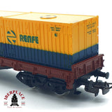 ♻️ Electrotren 5127 vagón Plataforma contenedores RENFE H0 escala 1:87 A27