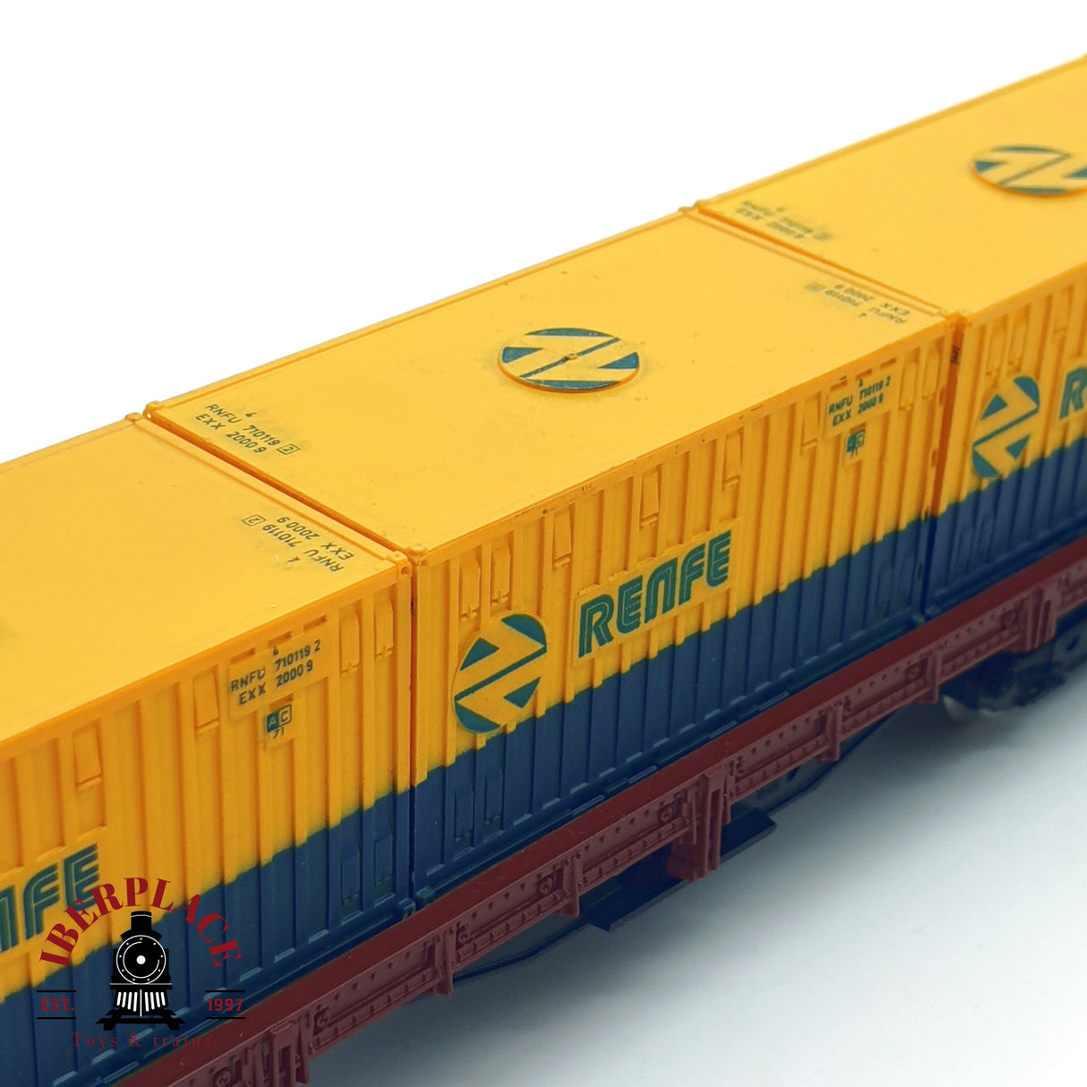 ♻️ Electrotren 5127 vagón Plataforma contenedores RENFE H0 escala 1:87 A27