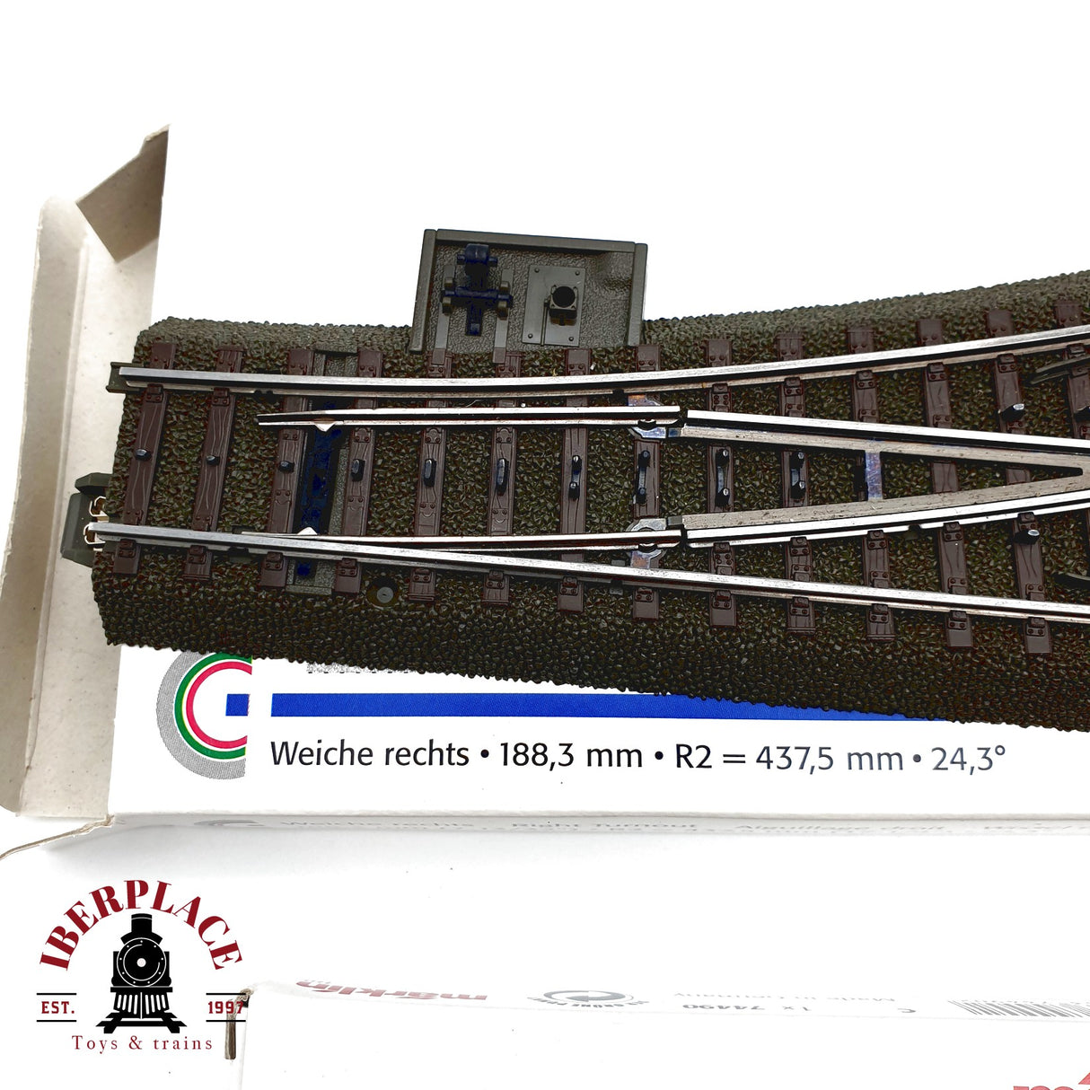 ♻️ Märklin 2x 24612 74490 Desvío a la derecha y motor para desvío H0 escala 1:87 E20