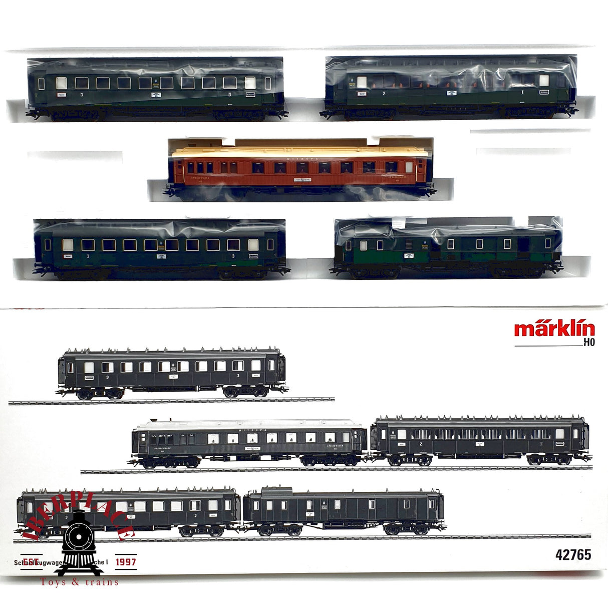 ♻️ Märklin 42765 Set de vagones para tren rápido Mitropa H0 escala 1:87 E20