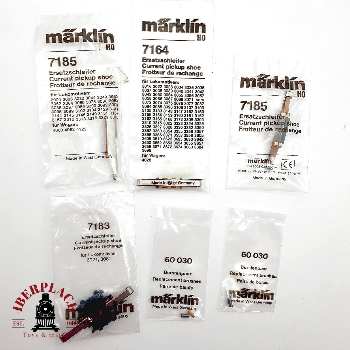 ♻️ Märklin Lote Recambios 2x 7185 7164 7183 Patines 2x 60030 Escobillas H0 Escala 1:87