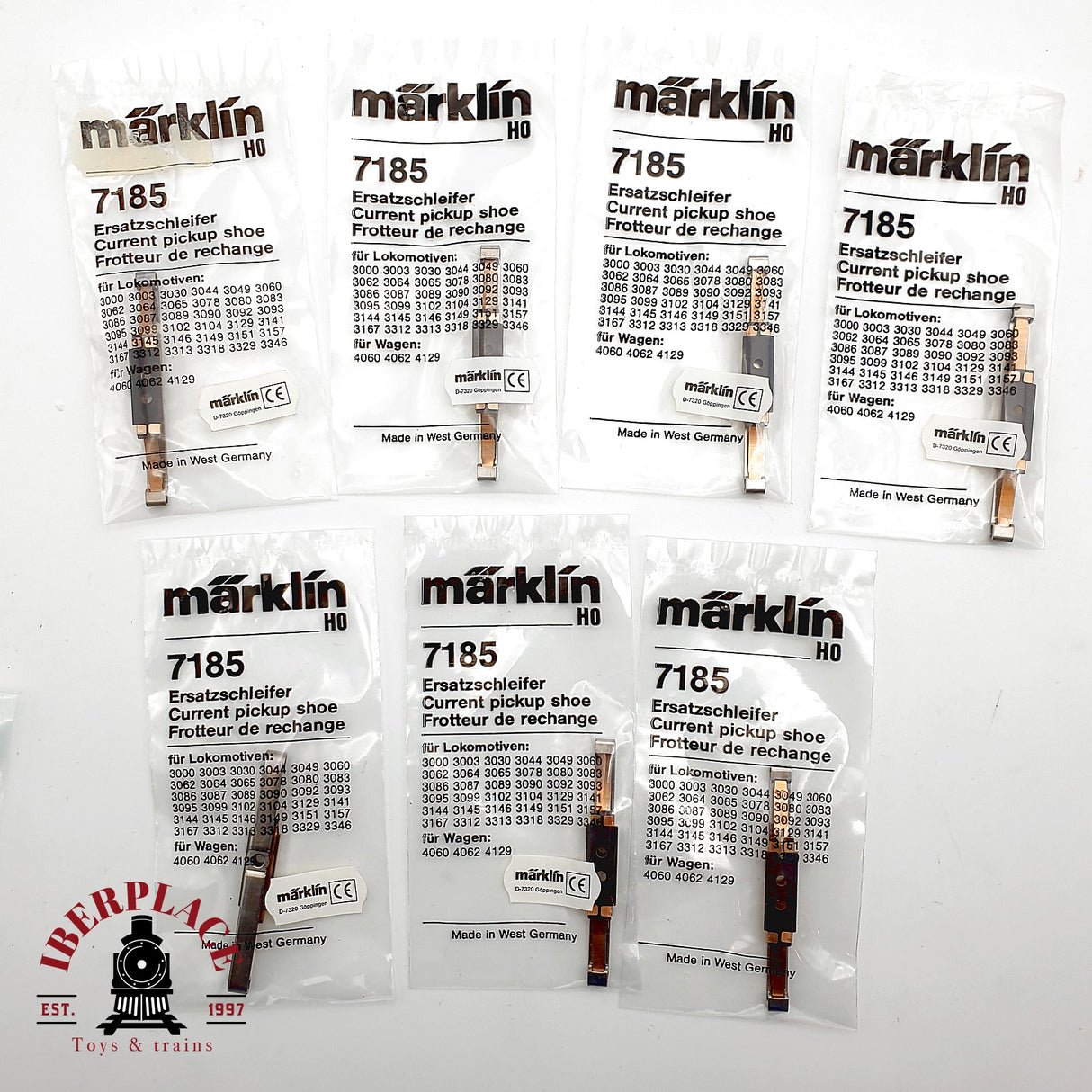 ♻️ Märklin 7185 Lote 7x patin toma corriente Ersatzschleifer AC H0 Escala 1:87