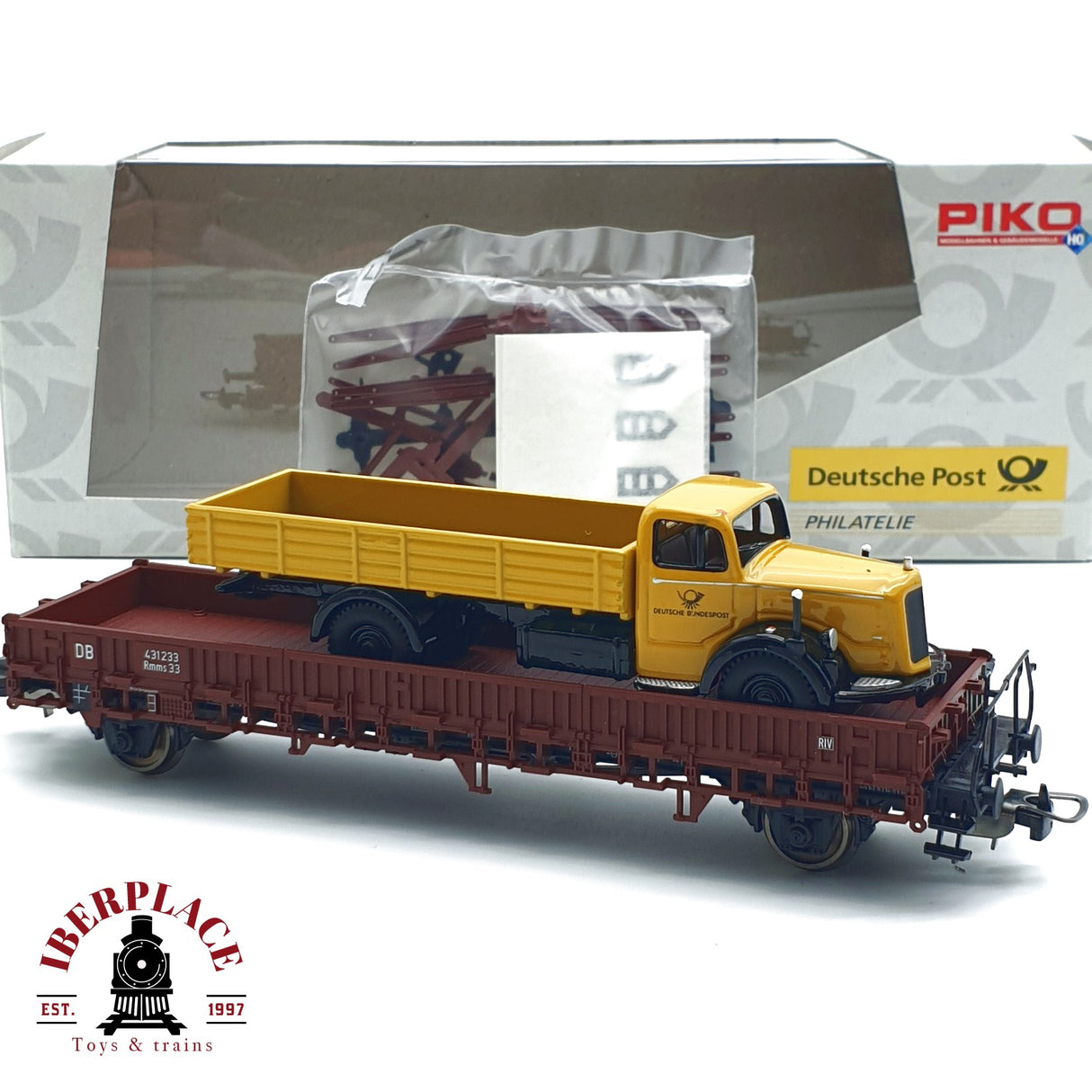 ♻️  DC PIKO 72029 vagón estaca con camión de correos en metal DB H0 escala 1:87 E21
