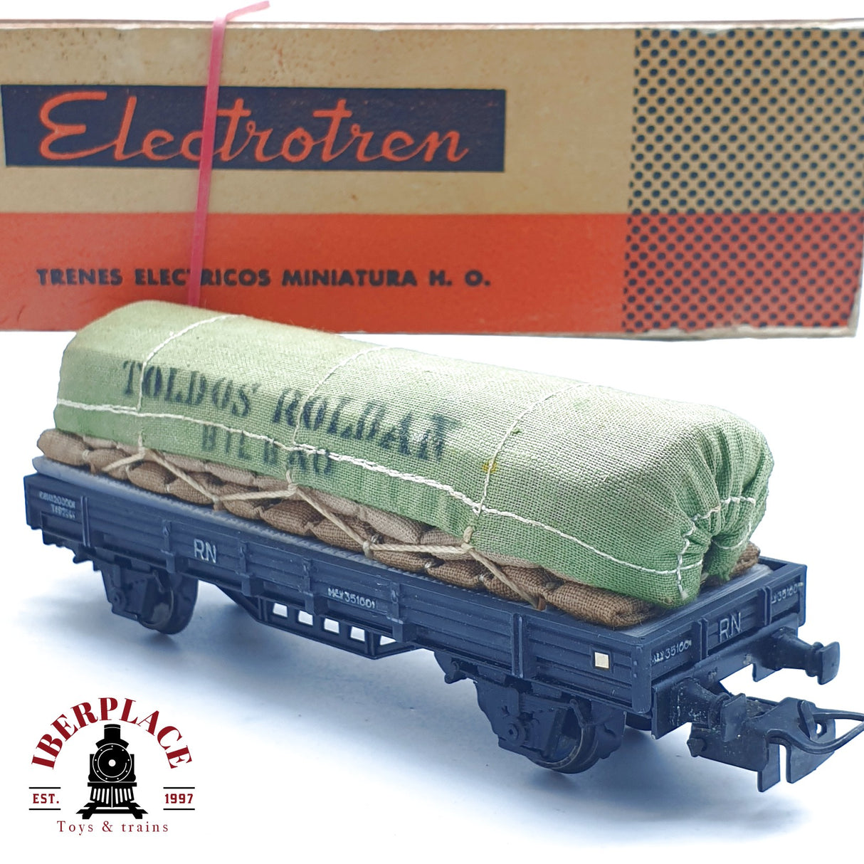 ♻️ Electrotren 1000/7 vagón plataforma toldos Roldan RENFE Bilbao H0 escala 1:87 A27