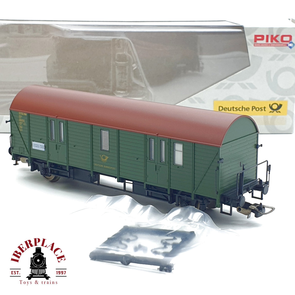 ♻️  AC PIKO 54483/10 vagón mercancías postales DBP Ep III  H0 escala 1:87 E21