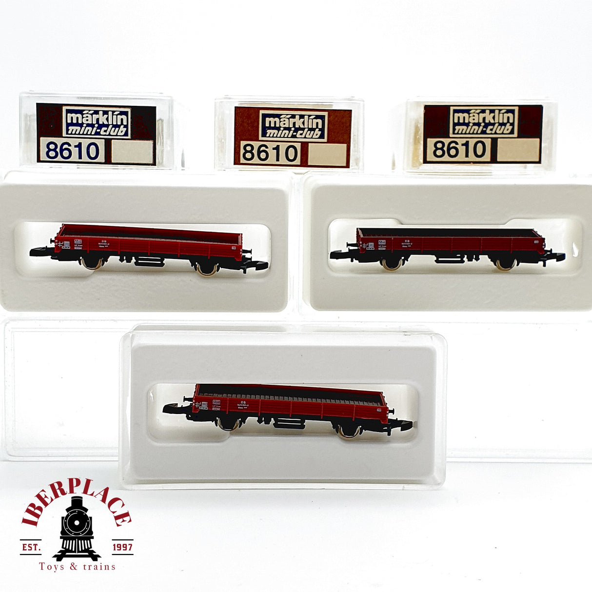 ♻️✨Märklin 3x 8610 Vagones Bordes Bajos DB Ep IV Mini Club Escala Z 1:220