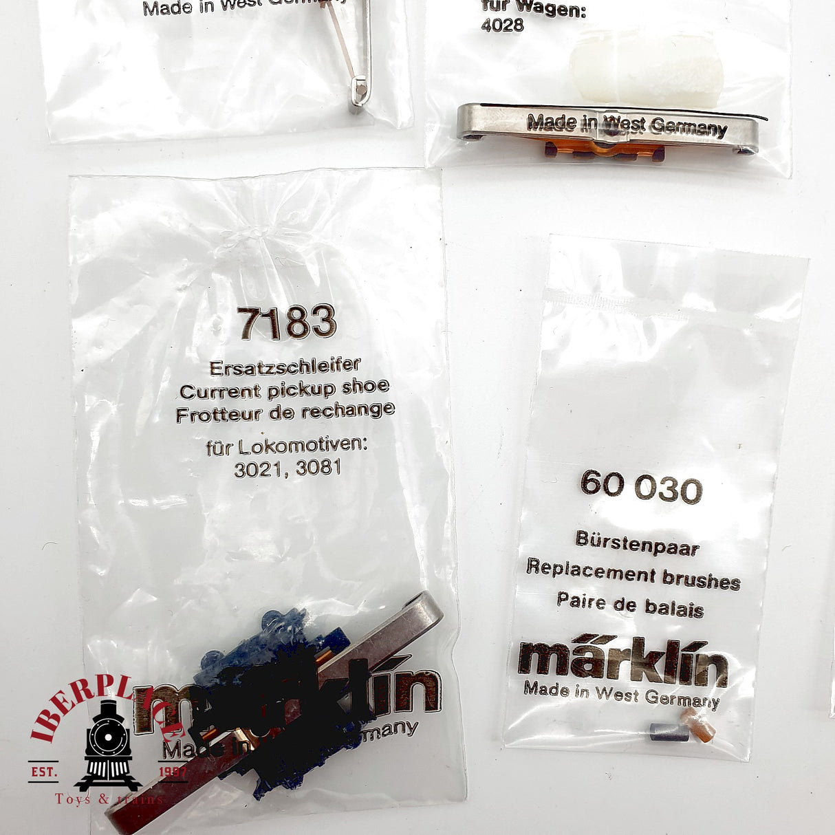 ♻️ Märklin Lote Recambios 2x 7185 7164 7183 Patines 2x 60030 Escobillas H0 Escala 1:87
