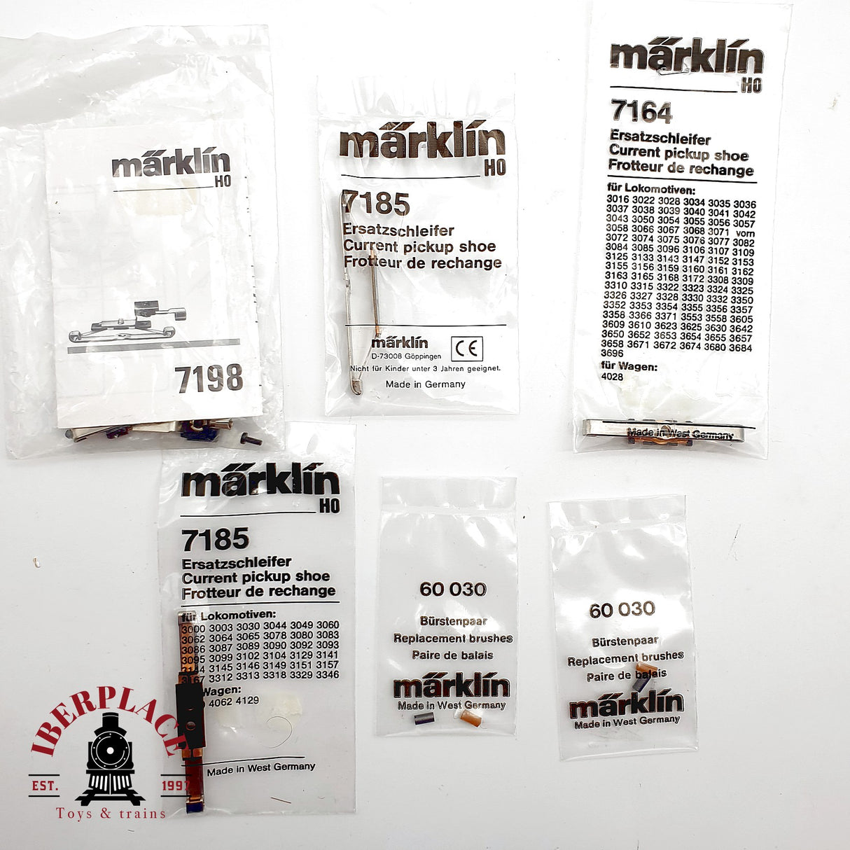 ♻️ Märklin Lote Recambios 7198 2x 7185 7164 Patines 2x 60030 Escobillas AC H0 Escala 1:87