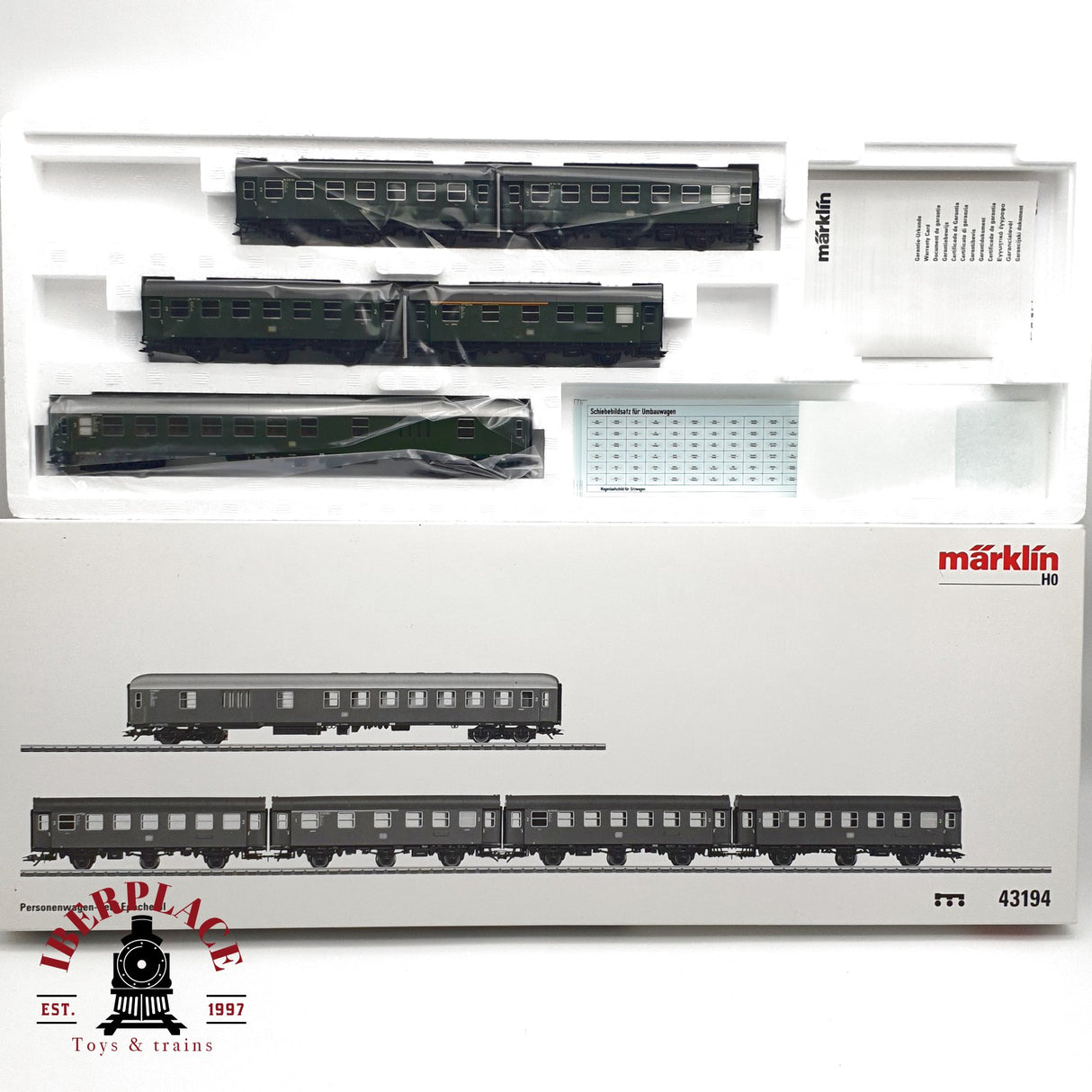 ♻️ AC Märklin 43194 Set de vagones de pasajero DB clases 1-2 H0 escala 1:87 E21
