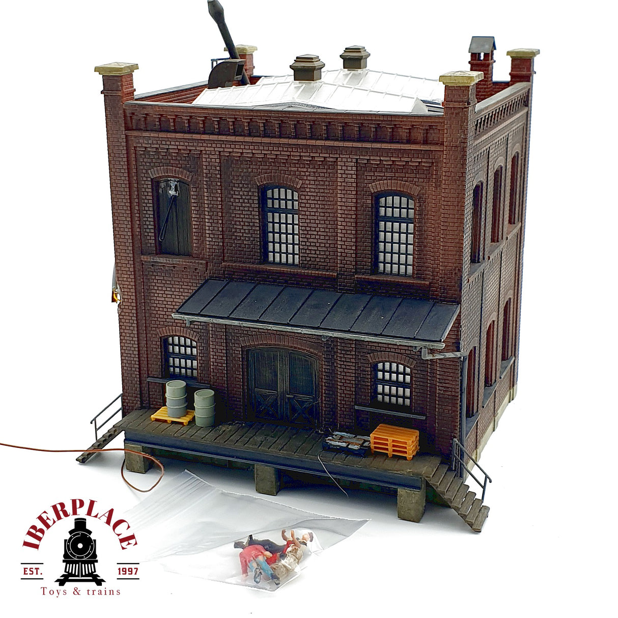 ♻️ Edificio industrial Fabrica de maquinaria ladrillo con figuras maqueta Escala H0 1:87