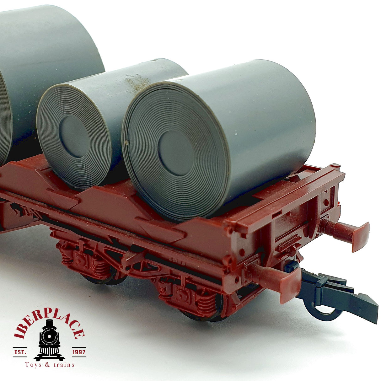 ♻️ Roco 4396D Vagón Pesado 4 Ejes DB Carga Bobinas Acero Coils DC H0 Escala 1:87