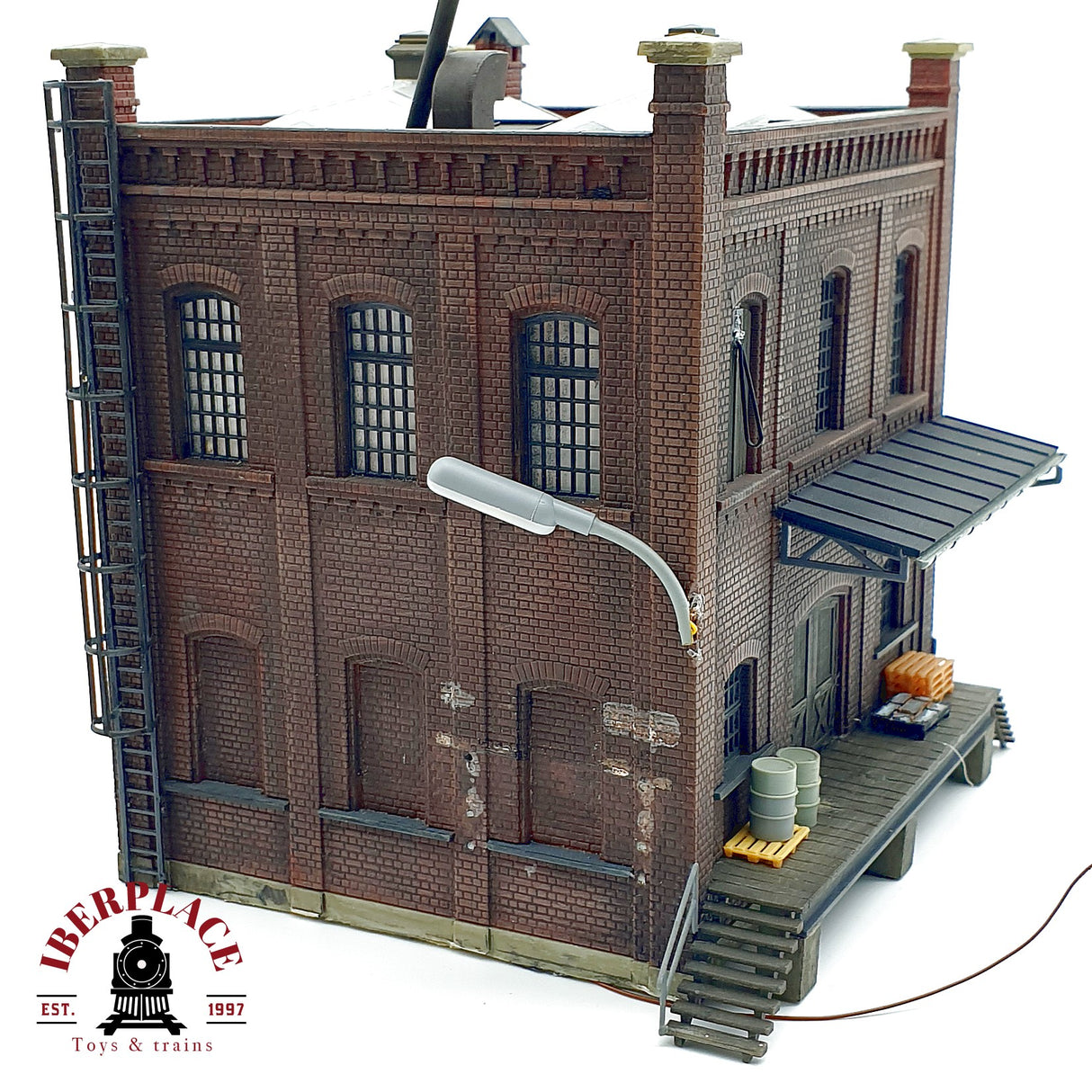 ♻️ Edificio industrial Fabrica de maquinaria ladrillo con figuras maqueta Escala H0 1:87
