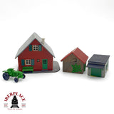 ♻️ 3x casa residencial rural cobertizo garaje y tractor Escala H0 1:87