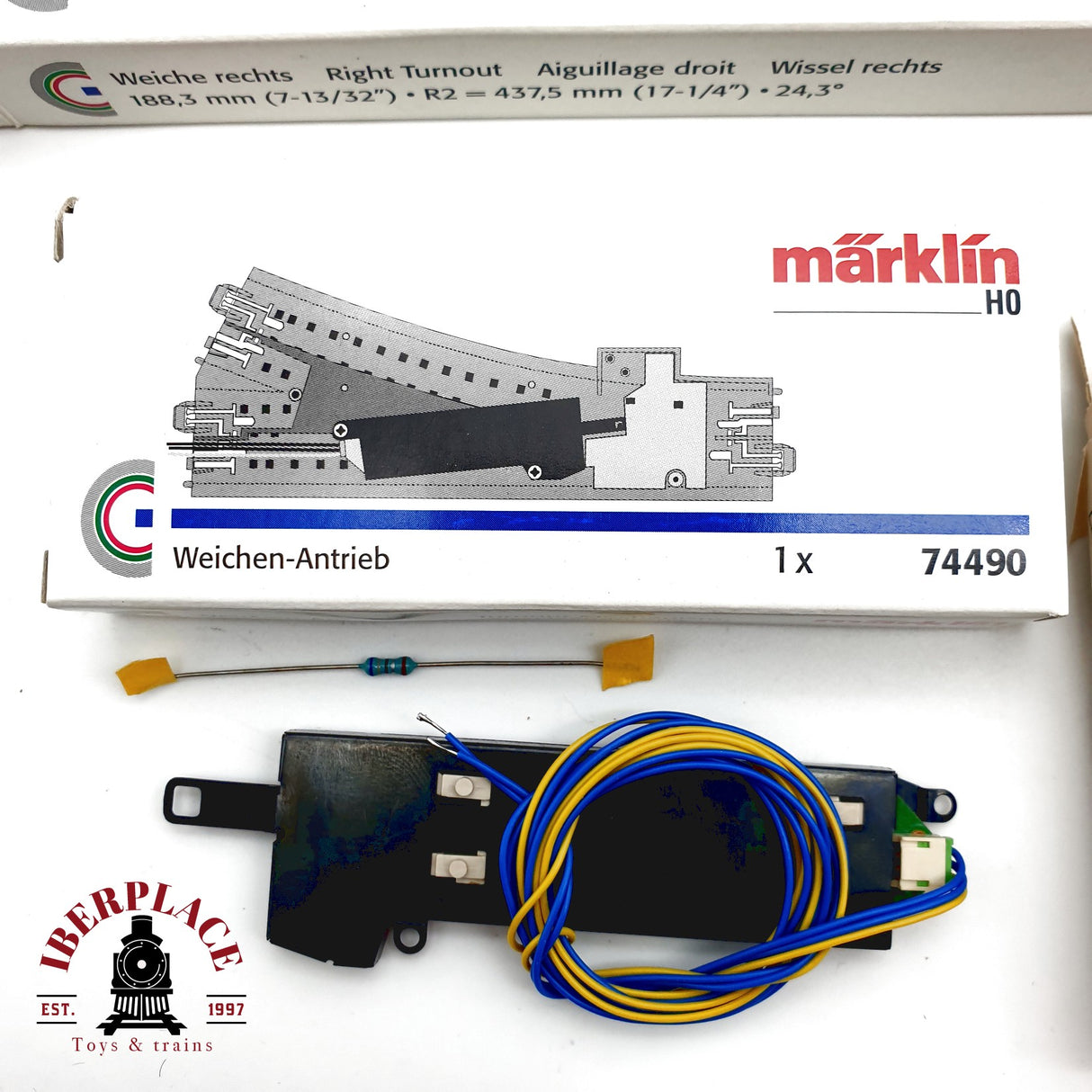 ♻️ Märklin 2x 24612 74490 Desvío a la derecha y motor para desvío H0 escala 1:87 E20