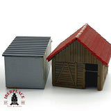 ♻️ 3x casa residencial rural cobertizo garaje y tractor Escala H0 1:87