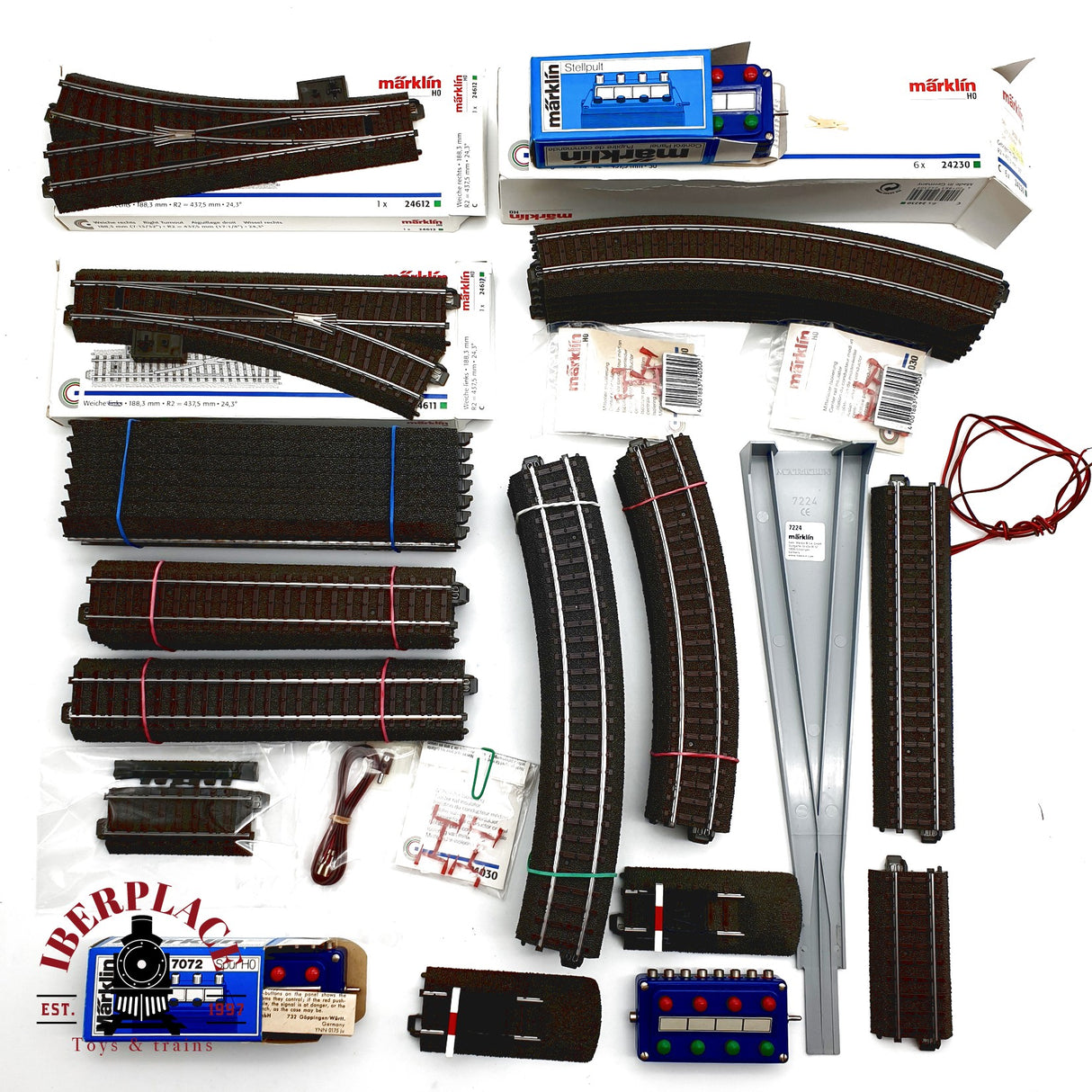 ♻️ Märklin Lote vias rectas, curvas, tope de vías, pupitres de mando sistema C H0 escala 1:87 E20