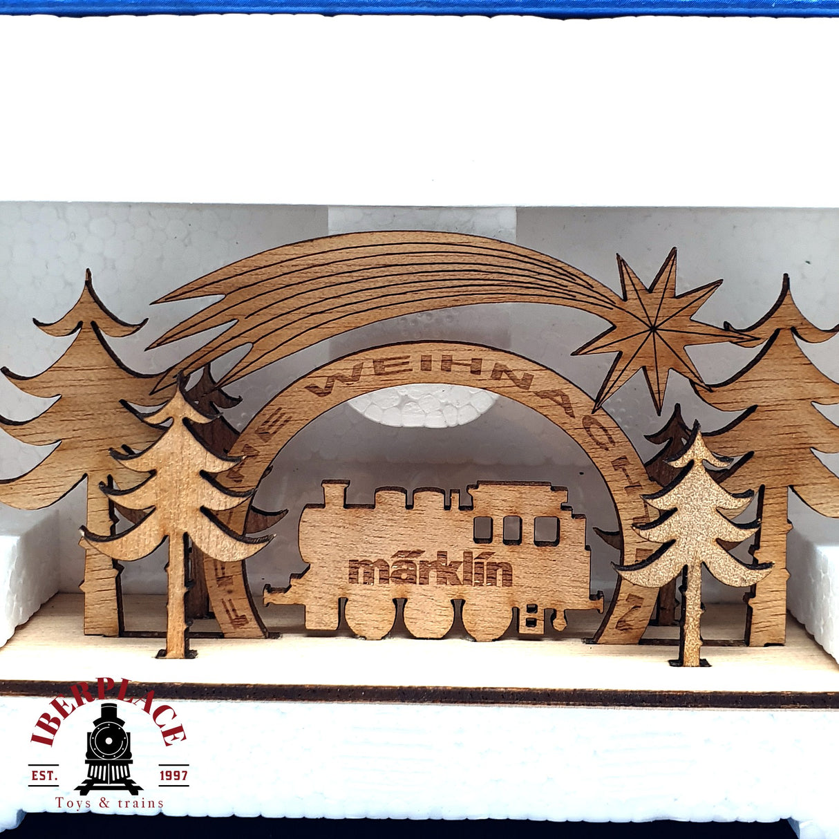 ♻️ Märklin 48409 vagón plataforma con escena navideña en madera H0 escala 1:87 E19