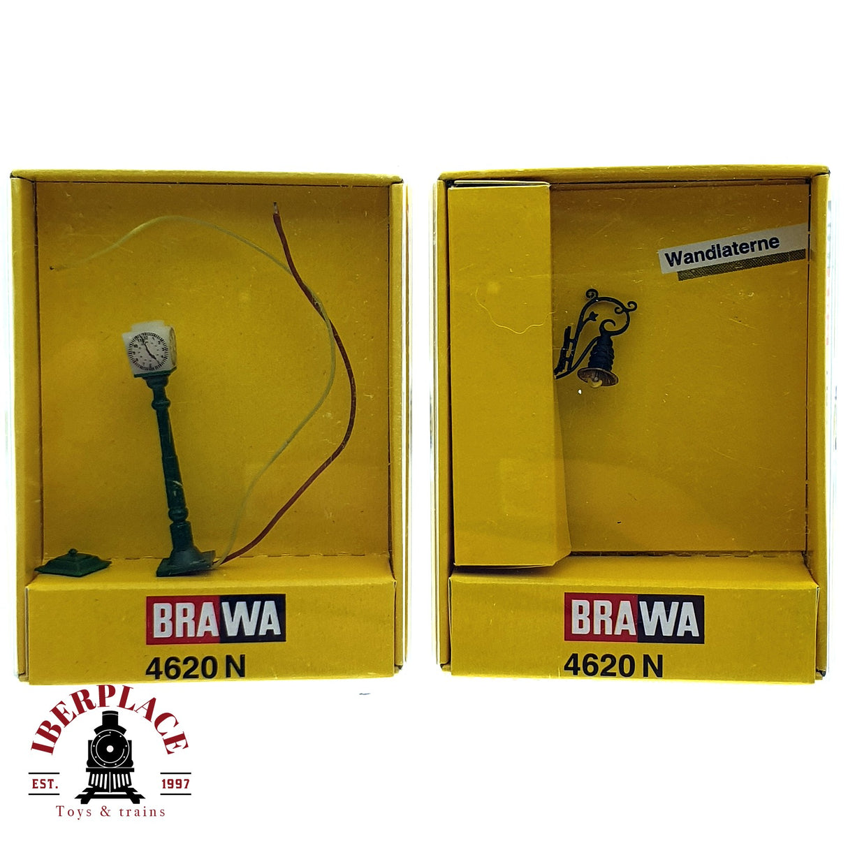 ♻️ BRAWA 2x 4620 Farol de pared y reloj de poste N escala 1:160 E19