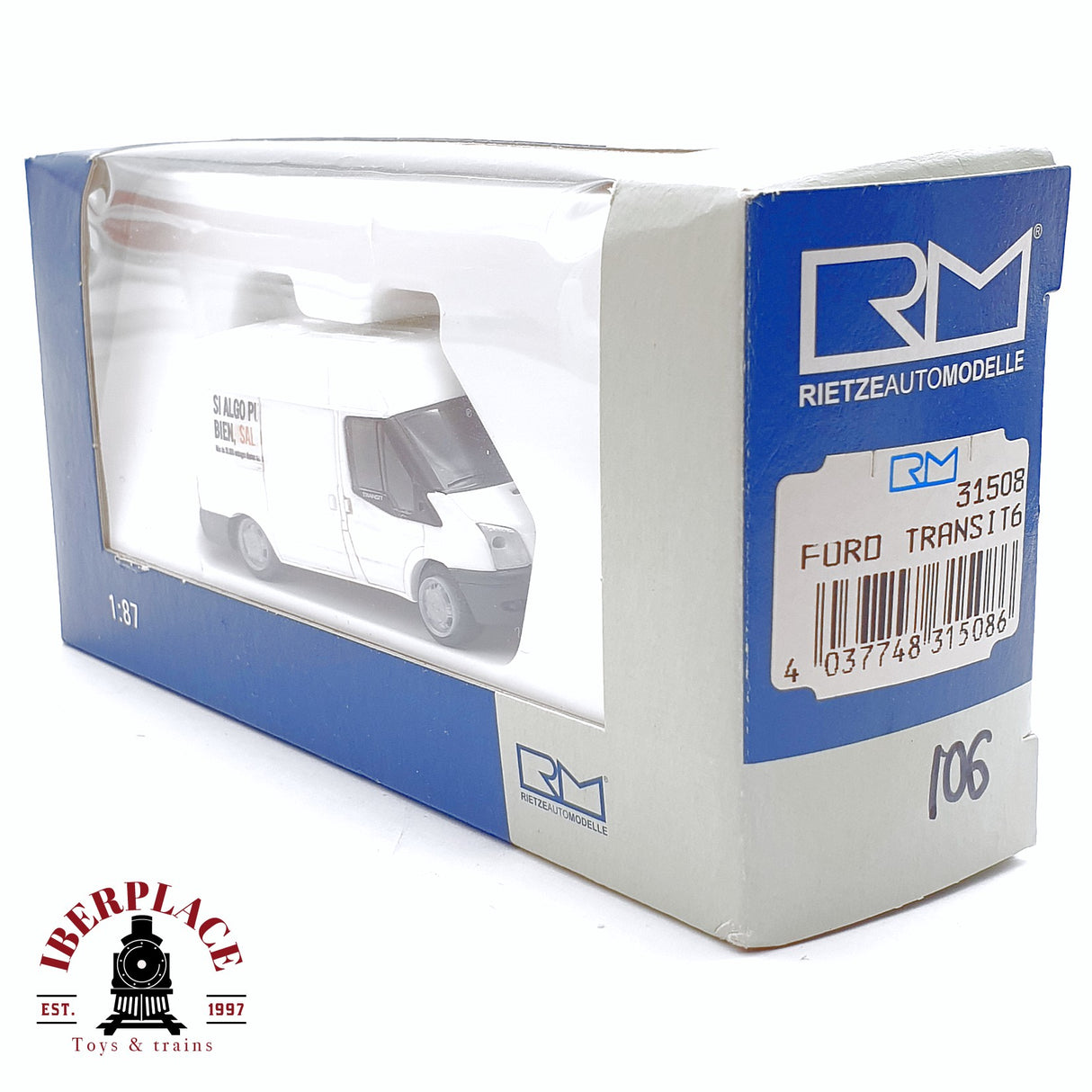 ♻️ 2. mano - Rietze 31508 Furgoneta Ford Transit Blanca H0 escala 1:87