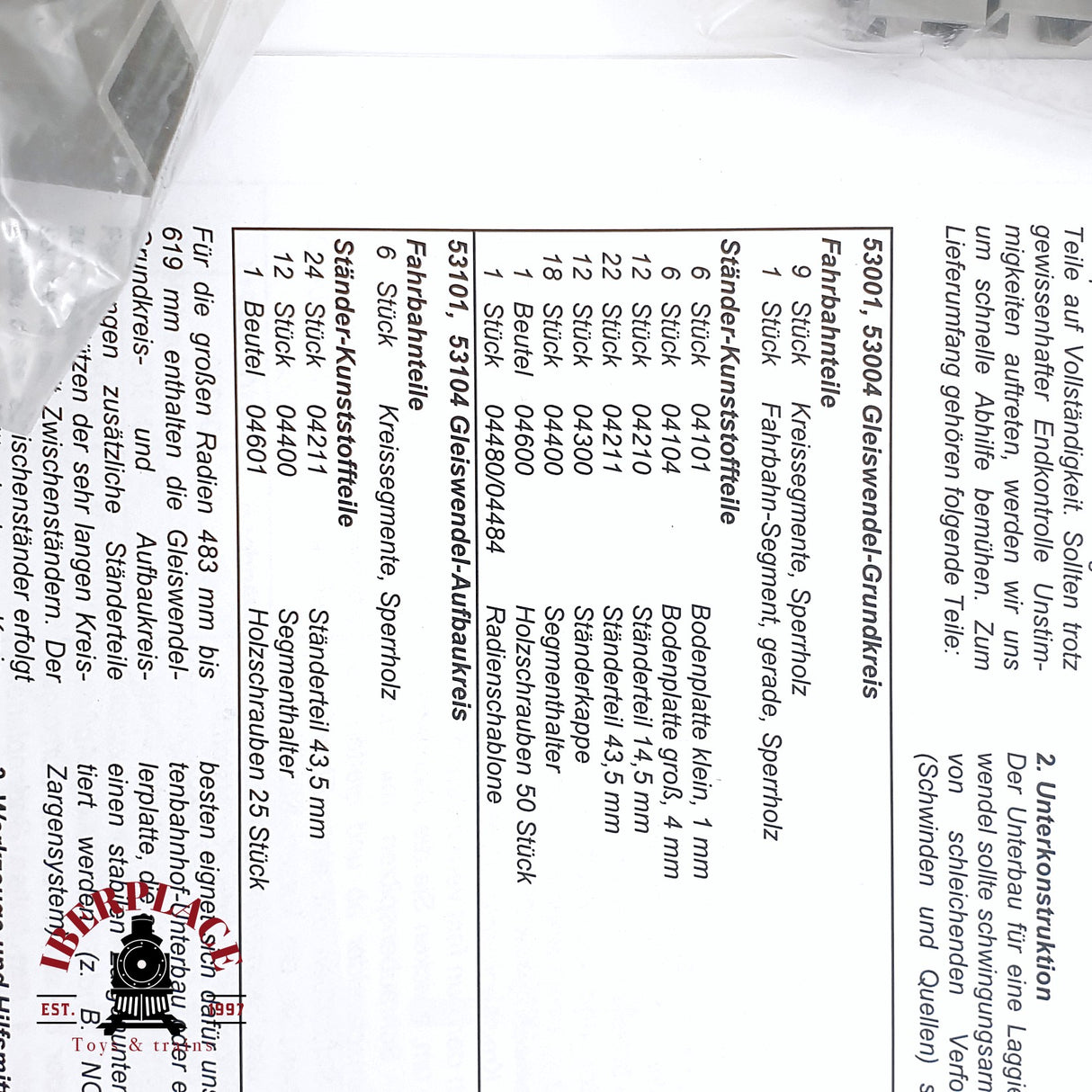 💡 🧨 Noch - 53005 LAGGIES Kit de espiral ferroviaria, círculo básico H0 escala 1:87