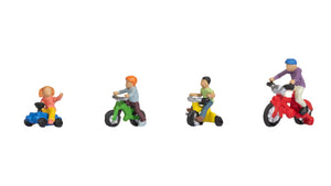 NOCH 15908 Figuras de Niños en Bicicletas Infantiles – Modelismo Escala H0 (1:87)