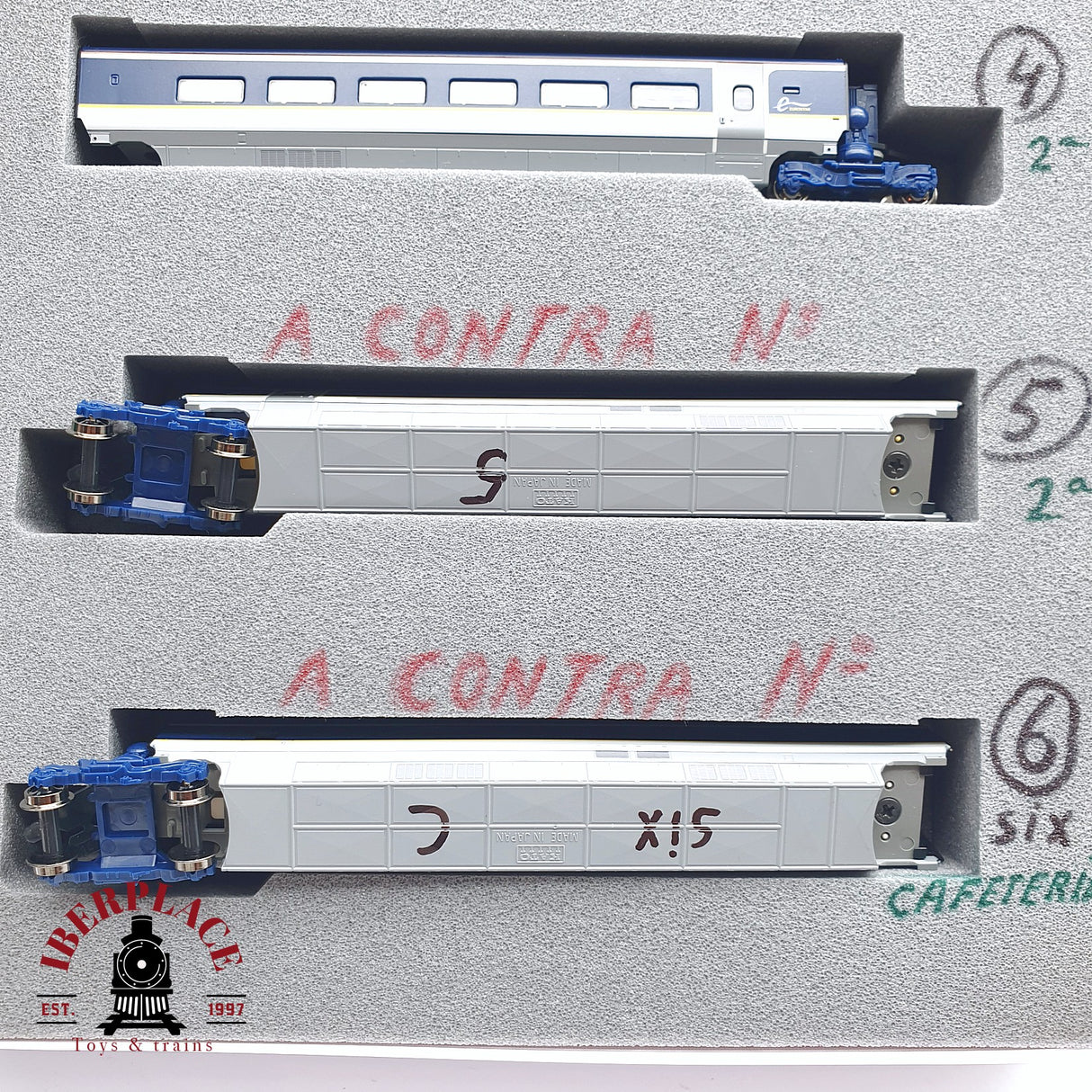 ♻️ Segunda mano - 3x KATO 10-1297 / 1298 Unidad eléctrica de tren EUROSTAR e300 composición 16 Teiligs N escala 1:160