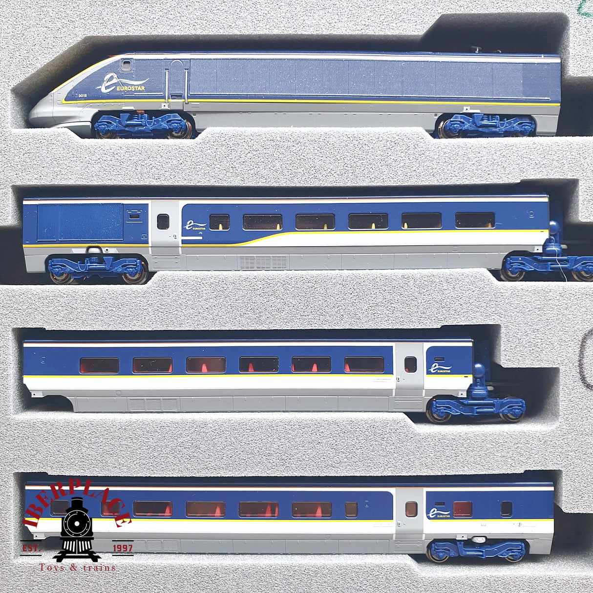 ♻️ Segunda mano - 3x KATO 10-1297 / 1298 Unidad eléctrica de tren EUROSTAR e300 composición 16 Teiligs N escala 1:160